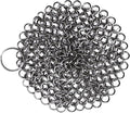 Mythrojan Cast Iron Cleaner 4.5" x 4.5" 316L Stainless Steel Chainmail Scrubber Round For Cast Iron Pan Griddle Skillet Dutch Oven Wok, Pan Pot BBQ Grills