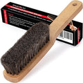 TAKAVU Horsehair Shoe Boot Brush 10.2 Inches - Hat Brush, Hand Broom With 100% Soft Genuine Horse Hair Bristles, Long Beech Wood Handle for Cleaning Shoes, Boots, Counters, Beds, Clothes, Furniture
