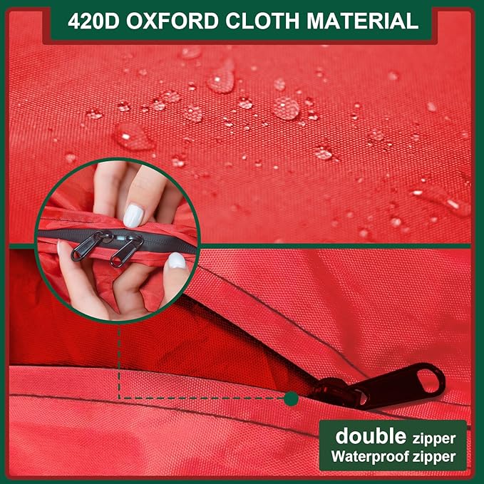 Christmas Tree Storage Bag - Extra Large 420D Tree Storage Holiday Bags for Disassembled Artificial Trees (Fits 9ft-12ft), Waterproof Double Zippers and Durable Handle, 68"L x 30"W x 20"H, Red,2 Pack