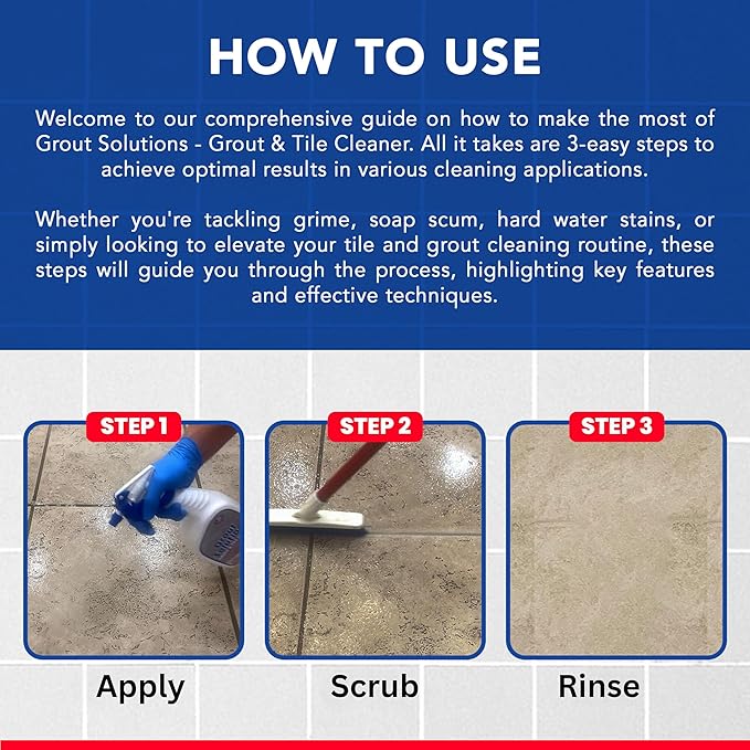 Grout Solutions Professional-Grade Grout Cleaner for Tile, Ceramic, Porcelain & Marble – Acid-Free Formula for Safe, Deep Cleaning and Stain Removal