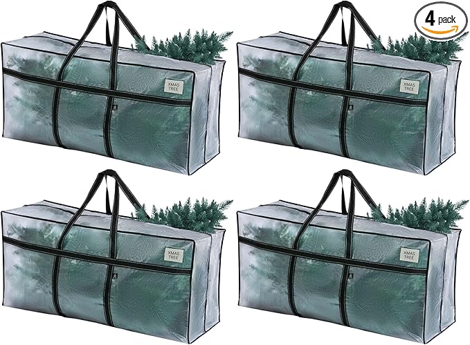 VENO 4 Pack Extra Large Moving Bags, Heavy Duty Storage, Moving Boxes, Large Storage Bins with Lids Alternative for College, Christmas Tree, Packing Supplies Essentials (Clear, 4 Pack)