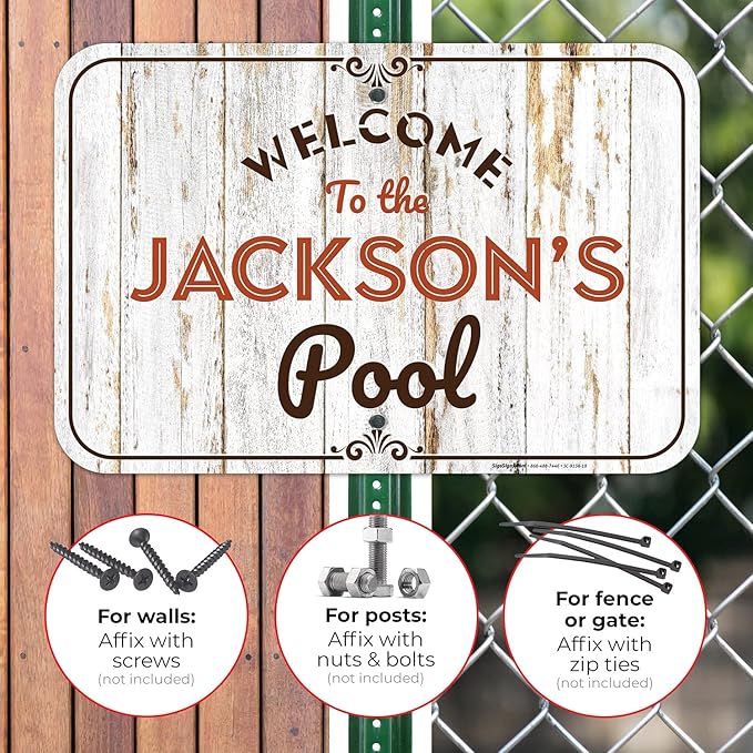 Custom Pool Sign, for Dad and Him Welcome to The Pool for Sign, 12x18 Inches, Rust Free .063 Aluminum, Fade Resistant, Made in USA by Sigo Signs