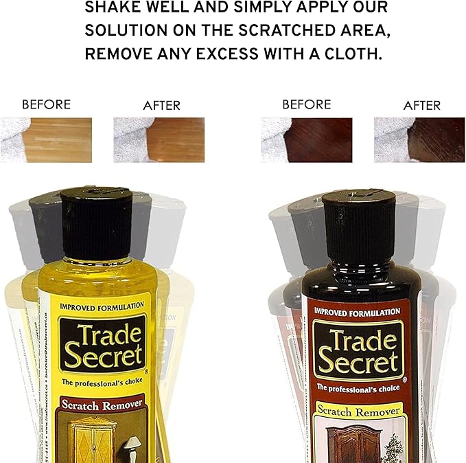 Trade Secret Scratch Concealer for Real Wood Furniture and Floor Cover Nicks and Scratches on Wood Surfaces, Hides Minor Defects (Light and Dark)