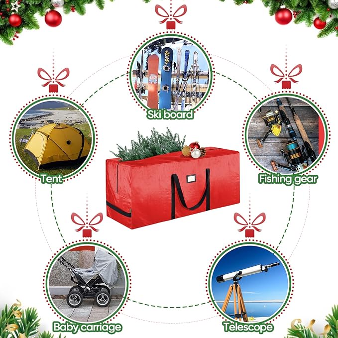 BALEINE 9 ft Christmas Tree Storage Bag, Heavy Duty Extra Large Artificial Christmas Tree Bag with Reinforced Handles and Dual Zippers Wide Opening (Grey, 2PK Combo)
