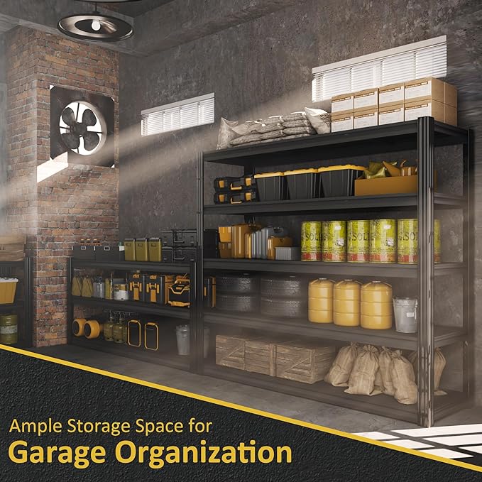 VDEVY 60" W Garage Shelving Heavy Duty,5 Tier Storage Shelves,3030LBS Adjustable Shelf Unit, Metal Garage Shelving for Warehouse Industrial Basement, 72" H × 60" W × 24" D, Black