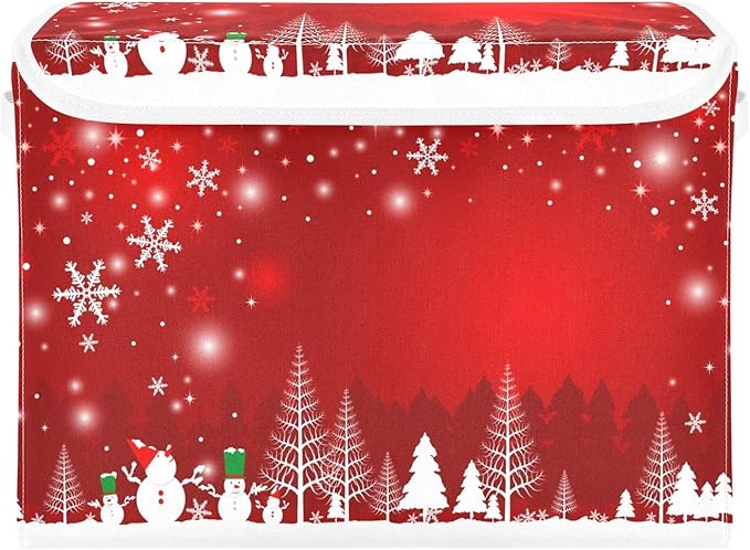 Bolaz Storage Bins with Lids and Handles, Christmas Tree Snowman Storage Box Storage Basket with Cover Collapsible Organizer Containers for Home Closet, Shelves