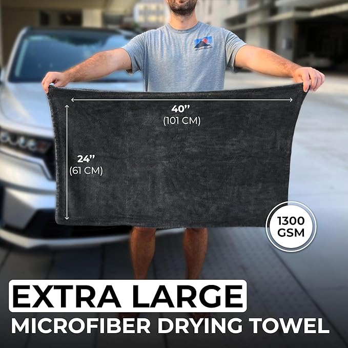 WEST BROS XL Car Drying Towel, 1300 GSM Professional Car Towel with Double Twisted Loop, Car Drying Towels Extra Large Super Absorbent, Microfiber Drying Towels for Cars, Trucks, SUVs - 40"x24", Navy