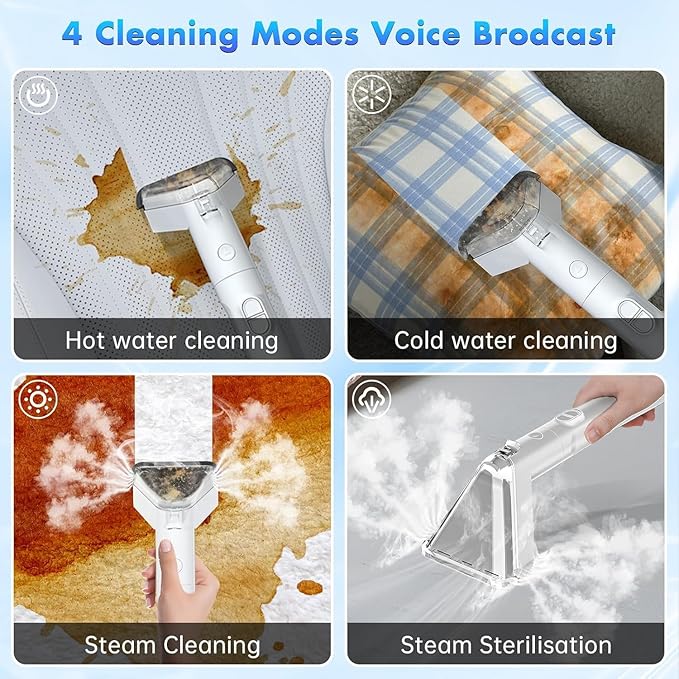 Portable Carpet & Upholstery Steam Spot Cleaner with Heating System 15Kpa Power Suction Deep Spot Cleaning for Pet Stains, Couch, Stairs, Car & Furniture