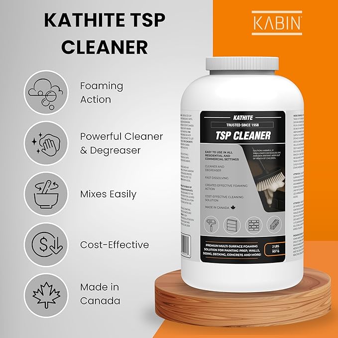 KABIN Kathite TSP Cleaner – Heavy-Duty Degreaser & Multi-Surface Prep – 2 lb Powder – Foaming Paint Prep Solution for Walls, Siding, Decks, Concrete & More – Fast-Dissolving – Made in Canada