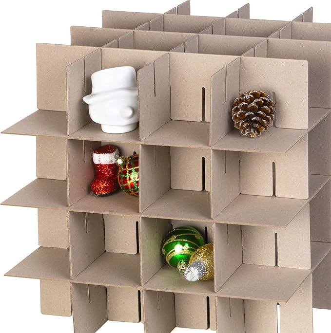 HOLDN’ STORAGE Christmas Ornament Storage Box - Christmas Decor Storage Containers that Store up to 64 – 3” x 3” Holiday Xmas Ornaments – Adjustable Compartment To Fit Many Sizes Ornaments – Grey.