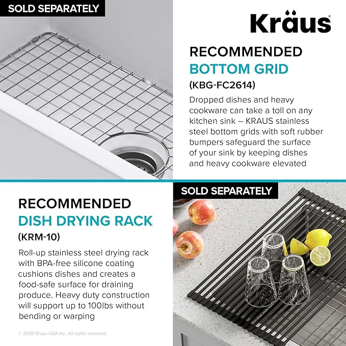 KRAUS Turino™ 30” Drop-In Undermount Fireclay Single Bowl Kitchen Sink with Thick Mounting Deck in Gloss White, KFD1-30GWH