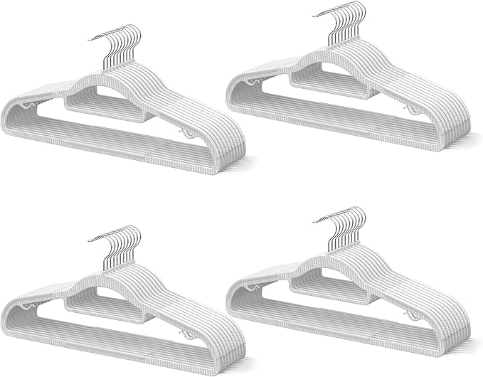 MLKJHHI 40 Pack Thin Space Saving Hangers, No Slip Clothes Hangers with Non Slip Textured and 360° Hook - Plastic Hanger, Closet Organizer for Shirt, Pants, Suit, Skirt, Coat - White