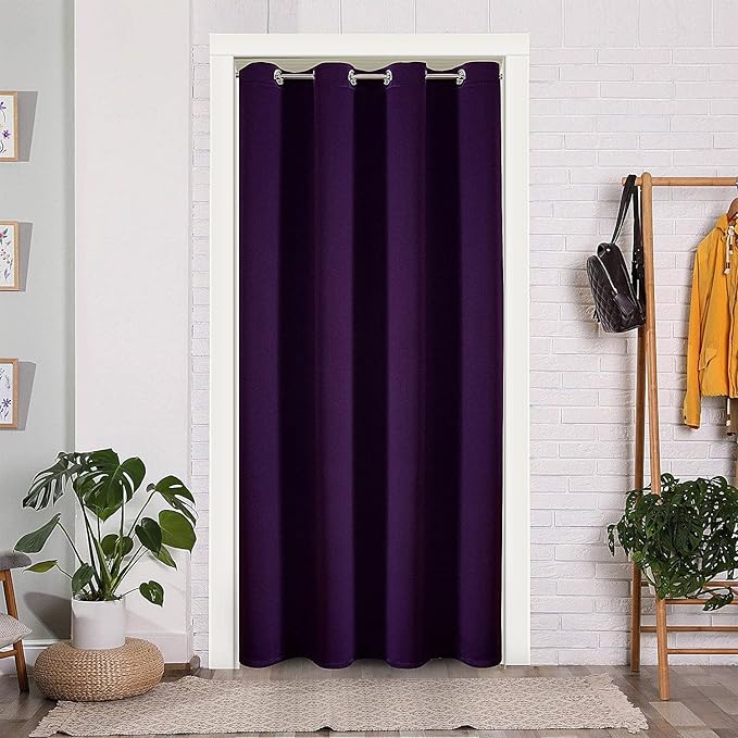 ChrisDowa Blackout Door Curtains for Doorway Privacy, Grommet Closet Curtains for Bedroom Closet Door, Thermal Insulated Doorway Cover Room Divider Drapes (1 Panel, Royal Purple, 42 x 80 Inch)