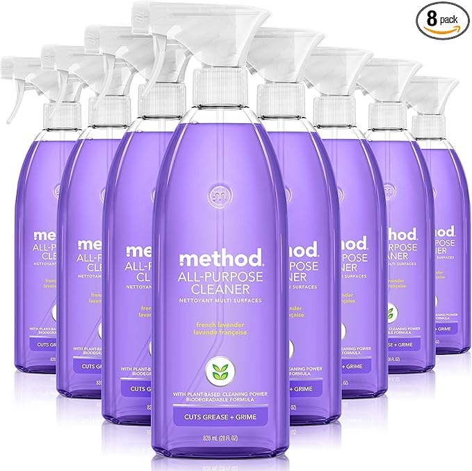 Method All-Purpose Cleaner Spray, French Lavender, Perfect for Most Counters, Tiles and More, 28 Fl Oz, (Pack of 8)