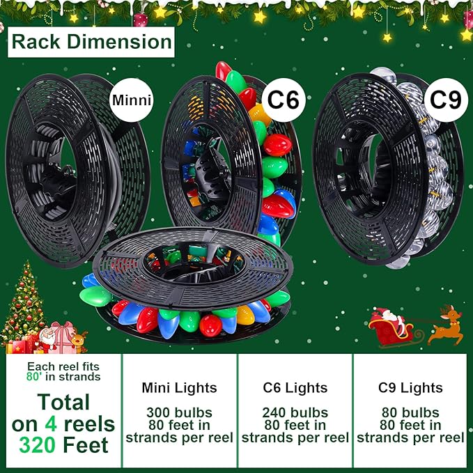 Christmas Light Storage Bag - Tear Proof 600D Oxford Fabric/Internal PVC Material with Reinforced Handles - With 4 Reels Stores up to 500 Ft Holiday Mini Christmas Tree Lights & Extension Cords,Green