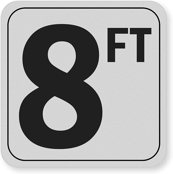 8FT Pool Depth Stickers, Anti-Slip Vinyl Markers - 6x6 Inches, Waterproof, Safety Number Signage for Swimming Pool Decks (8ft)