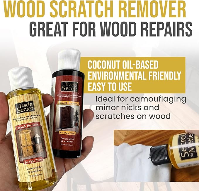 Trade Secret Complete Wood Furniture & Floor Restoration Kit - Scratch Repair and Polish System for Light and Dark Surfaces with Microfiber Cloth