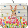 Easter Bunny Dish Drying Mat 16x18 inch Eggs Floral Fast Drying Pad Washable Reversible Microfiber Dish Drainer Mats for Kitchen Counter