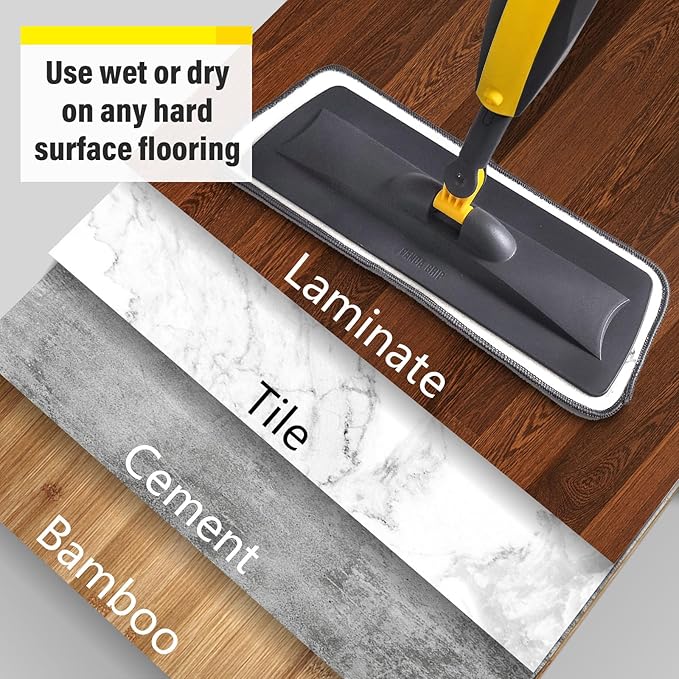 Mops for Floor Cleaning, Spray Mop with 400ml Refillable Bottle and 2 Replacement Pads Dry Wet Floor Household or Commercial Hardwood Laminate Tile Ceramic