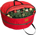 24x12 inchs Wreath Storage Container,Red Double storage bag,Heavy Duty 600D Oxford Cloth,Garland Wreaths Container For Xmas Holiday Wreaths Storage Holder
