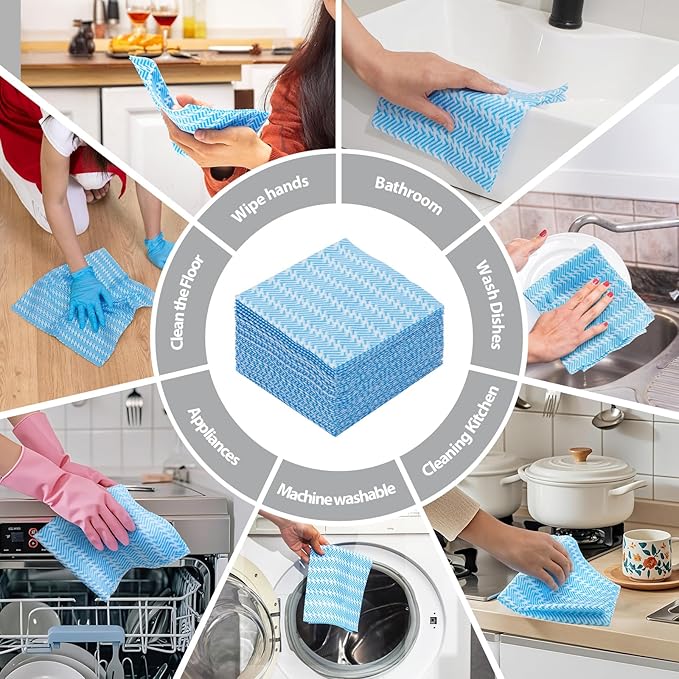 UKEENOR Disposable Cleaning Cloths Dry Handi Wipes Reusable Dish Cloths Multi Use Reusable Cleaning Towels,Machine Washable J Cloth,Heavy Duty Handy Wipes 13.7" X 15.7" 40 Count