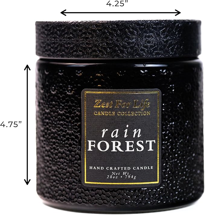 A Cheerful Giver - 28oz Large Scented Candle Jar with Lid- Zest for Life - 130 Hours of Burn Time, Gift for Women (Large, Rain Forest)