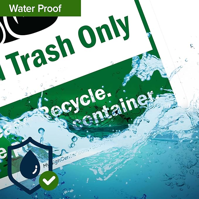 Bagged Trash Only Please Recycle Use The Proper Container Sign, 10x7 Inches, 55 mil thick HDPS (high density polystyrene), Made in USA by My Sign Center