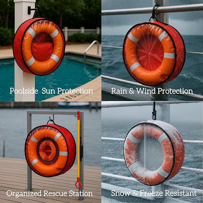 Weatherproof Life Ring Storage Bag-24 Inch Christmas Wreath Storage Bag,Christmas Wreath Storage Container with Transparent Window and Handles, Festive Decoration for Home use, Moving