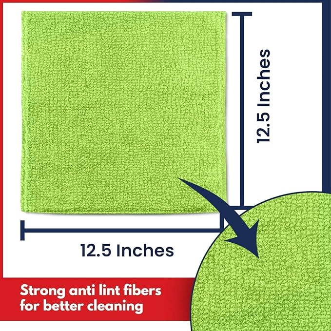 USANOOKS Microfiber Cleaning Cloth Light Green - 8 Pcs 12.5"x12.5" - High Performance - 1200 Washes, Ultra Absorbent Towels Weave Grime & Liquid for Streak-Free Mirror Shine - Car Washing Cloth