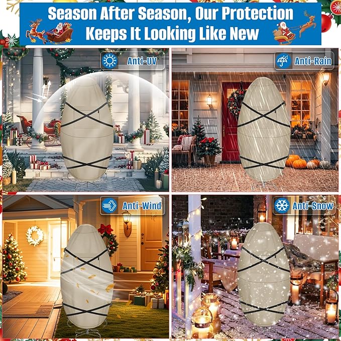SIRUITON Upright Christmas Tree Storage Bag for 7.5 ft Tall,Heavy Duty 600D Oxford Fabric Vertical Xmas Storage Bags,Waterproof & Tear-Resistant Christmas Tree Cover with UV Protection