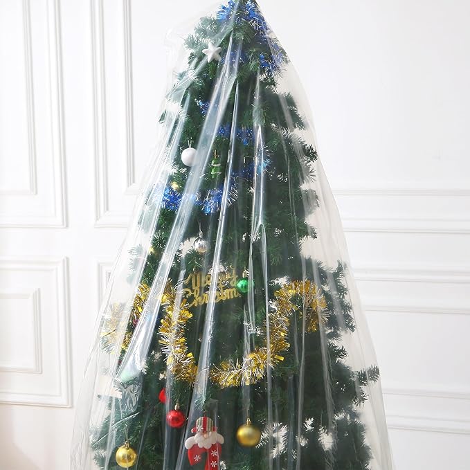Christmas Tree Disposal Bag 9x6 ft Heavy Duty Plastic Xmas Tree Removal Bag, Clear Extra Large Tree Storage Bag Cover for for Real or Artificial Tree Upright