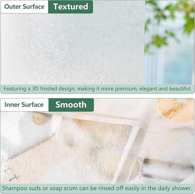 Waterproof EVA Shower Window Curtain 3D Frosted for Privacy, 40 x 36 inch Bpa-Free Vinyl Shower Curtain Liner Small with 2 Large Magnets, Mini Plastic Bathroom Window Curtain Translucent