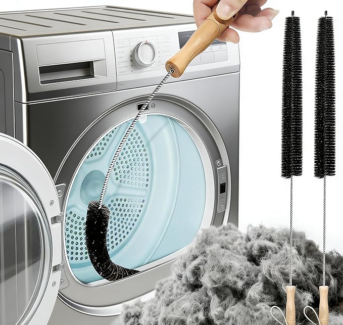 Dryer Vent Cleaner Kit 2 Pack - Household Cleaning Supplies 304 Stainless Steel Dryer Lint Brush Home Essentials for Lint Trap Dust Vacuum Brush