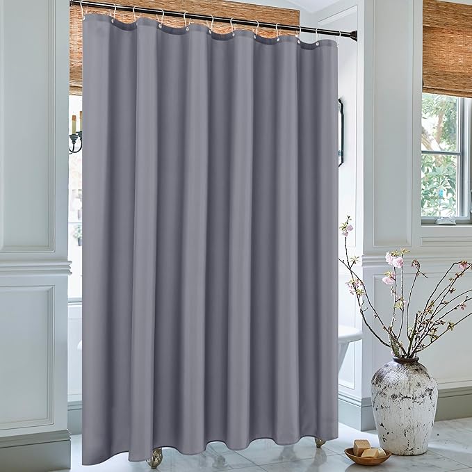 Biscaynebay Hotel Quality Fabric Shower Curtain Liner 72 Inch by 72 Inch, Dark Grey Water Resistant Bathroom Curtains Liners, Rust Resistant Grommets Top Weighted Bottom Hem Machine Washable