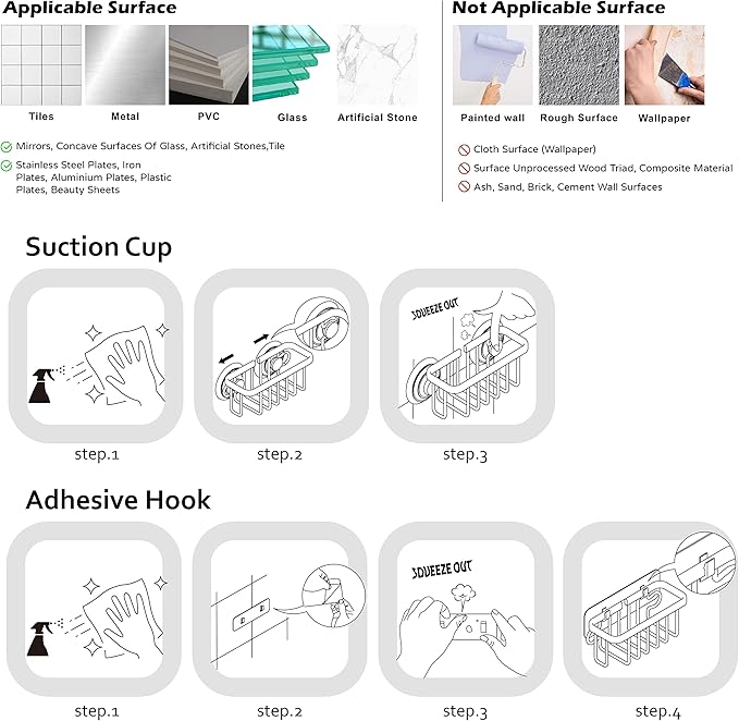 SunnyPoint NeverRust Kitchen Sink Suction Holder for Sponges, Scrubbers, Soap, Kitchen, Bathroom, 6"L x 2.36" W x 2.56"H , Aluminum (Mat Silver, Set of 1)