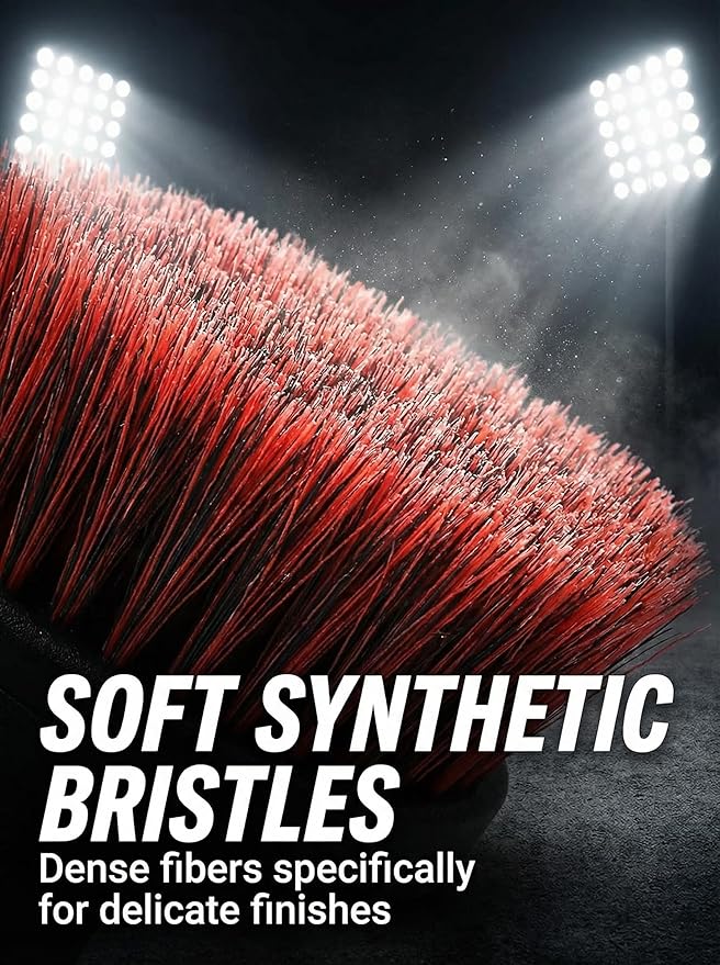 TAKAVU Wheel Tire Brush - Soft Bristle with Short Handle, Included Detailing Brush - Car Cleaning Kit for Rims, Tires, Interior Vents, Emblems - Scratch Safe