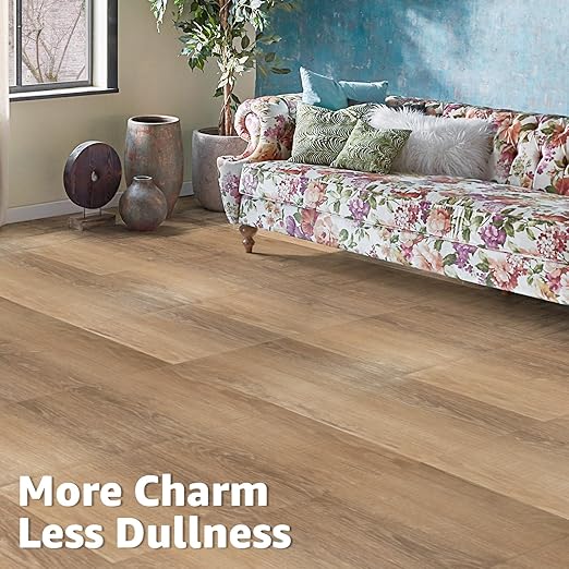 Art3d Peel and Stick Vinyl Floor Tiles 10-Pack 12 x 12 inch, Self Adhesive Waterproof Flooring Wood Planks for Kitchen, Dining Room, Bedrooms, Cover 10 Sq. Ft, Light Brown Ash