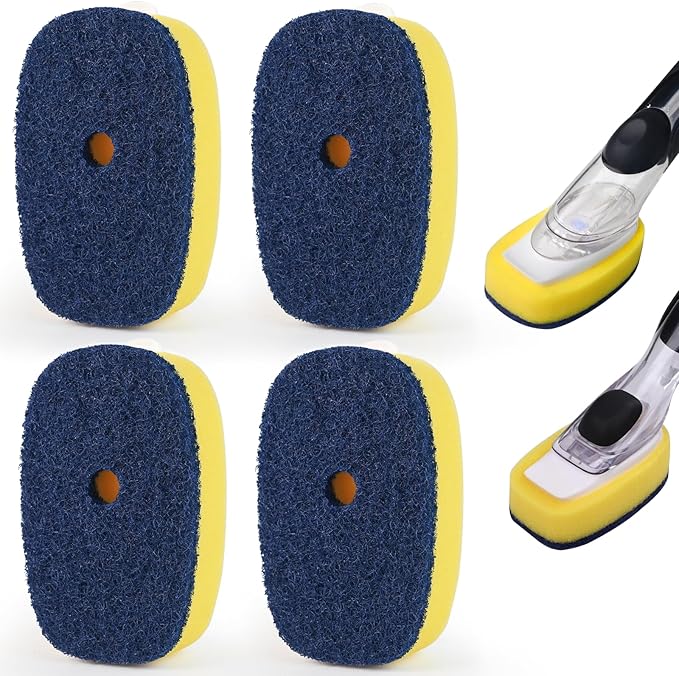 Sponge Brush Refills for OXO Soap Dispensing Dish Brush - 4 Pack Dish Cleaning Soap Dispensing Head Replacement for Scrubber