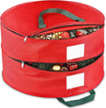 Wreath Storage Container, Christmas Wreath Storage Bags for 2 Wreath with Dual Zipper and Handles, Dust, Pest Protection,Holiday Wreaths Storage Holder 24” (RED)