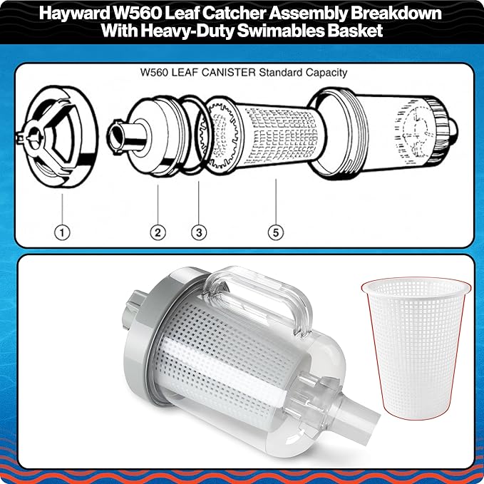Swimables Leaf Canister Basket Compatible With Hayward W560 Leaf Catcher for Pool Vacuum | Also Compatible With Hayward Pool Vacuum Pool Vacuum Filter AXW431A | Designed for W560 Hayward Leaf Canister