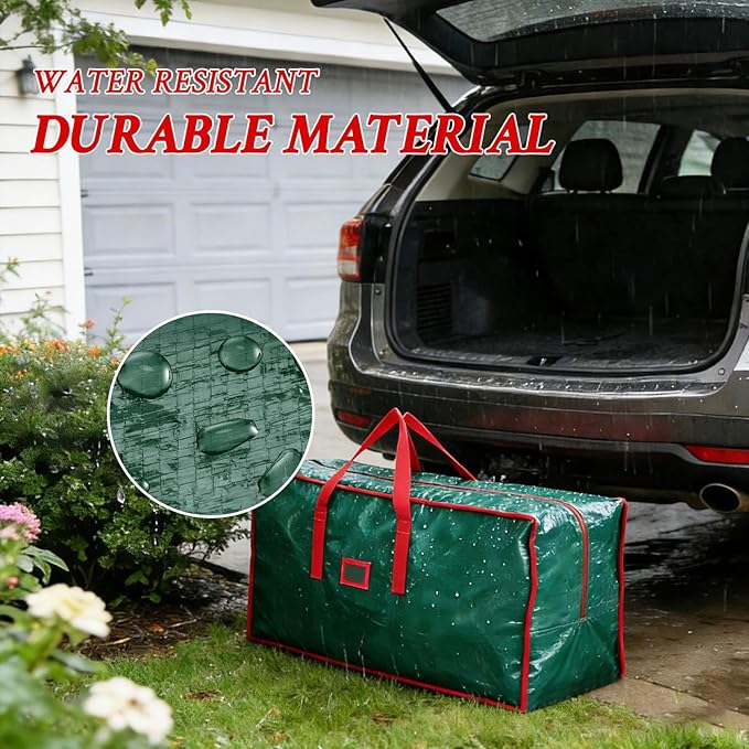 Christmas Tree Storage Bag with Double Zipper- Fits Up to 7.5 ft Holiday Xmas Disassembled Trees – Moisture Proof Protection for Holiday Decor,Green