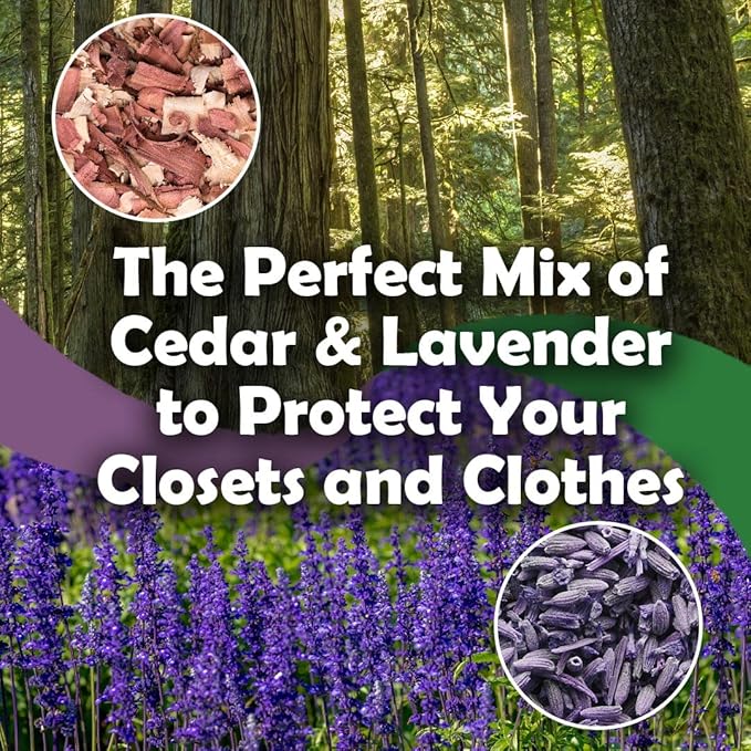 Professor Killamoth Cedar Chips and Lavender Sachets (20 Pack) - Stop Clothes Damage - Cedar and Lavendar Home Fragrance Sachets for Drawers and Closets