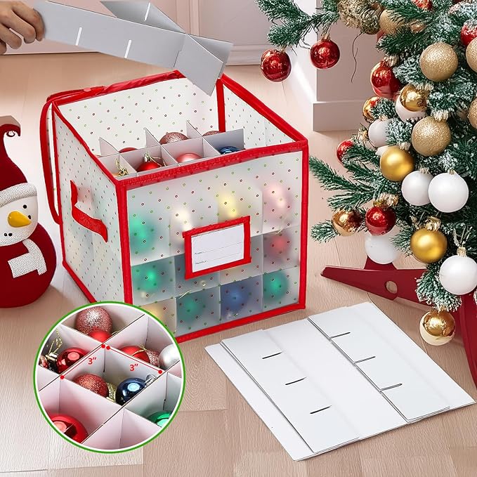 Christmas Tree Ball Organizer Ornament Storage Containers，Ornament Storage Box Hard Plastic Containers That Store Up To 64 Holiday Ornaments