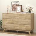 Hadulcet Fluted 6 Drawers Dresser for Bedroom, Modern Minimalist Style, 47” Wide Handleless Chest of Drawers, Wooden Dresser TV Stand, Closet Clothes Storage Organizer for Hallway, Natural Oak