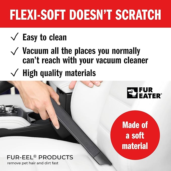 FUR-EEL 16.5-inch Flexible Crevice Cleaning Tool | Long Vacuum Attachment Crevice Brush Tool Kit for Vac Hoses 1-1/4"(32mm) or 1-3/8"(35mm) vac Accessories for Home & Car detailing
