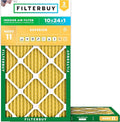 Filterbuy 10x24x1 Air Filter MERV 11 Superior Pet & Allergy Defense (2-Pack), Electrostatic Pleated HVAC AC Furnace Filters Replacement, Made in USA (Actual Size: 9.50 x 23.50 x 0.75)