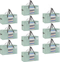 VENO 10 Pack Moving Bags, Christmas Storage Bins, Moving Boxes Alternative, Comforter and Blanket Storage Bags, College Dorm Packing Supplies, Foldable Heavy-Duty Tote (Light Green Matte, 10 Pack)