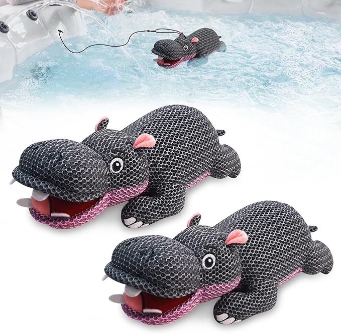 Hippo Hot Tub Scum Absorber Reusable Washable Scum Absorber for Spa Hot Tub Accessories Pool Oil Absorbing Sponge (2 Pack, Hippo)