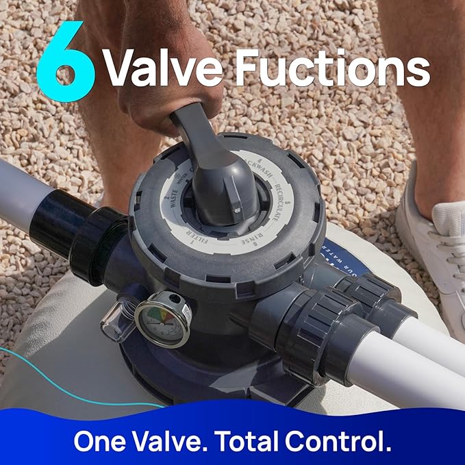 Aquastrong Sand Filter System with 6-Way Valve, Top-Mount Valve Pool Sand Filter, 22in Pool Filter Fits all Inground Pools Up to 34000 Gallons