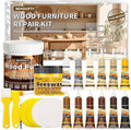 REHOUPTY Wood Furniture Repair Kit, All-in-One Large Capacity Floor Repair Kit Include Wood Putty & 12 Colors Wood Touch Up Filler and Beeswax, Vinyl Floor Repair Kit for Scratch, Cracks, Stain, Holes